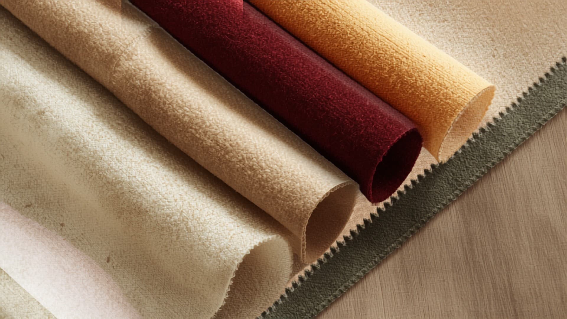 Materiales textiles — terciopelos, bouclés, chenilles y linos seleccionados para cabeceras